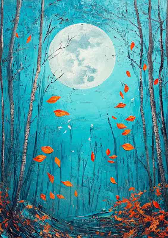 Oil painting of a turquoise and teal forest landscape | Canvas