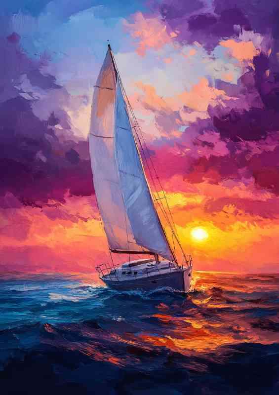 Sailing boat in the sea sunset sky | Di-Bond