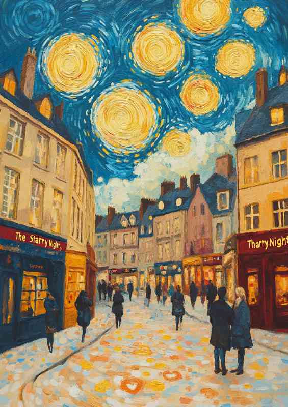 Oil painting of the old market towns | Metal Poster