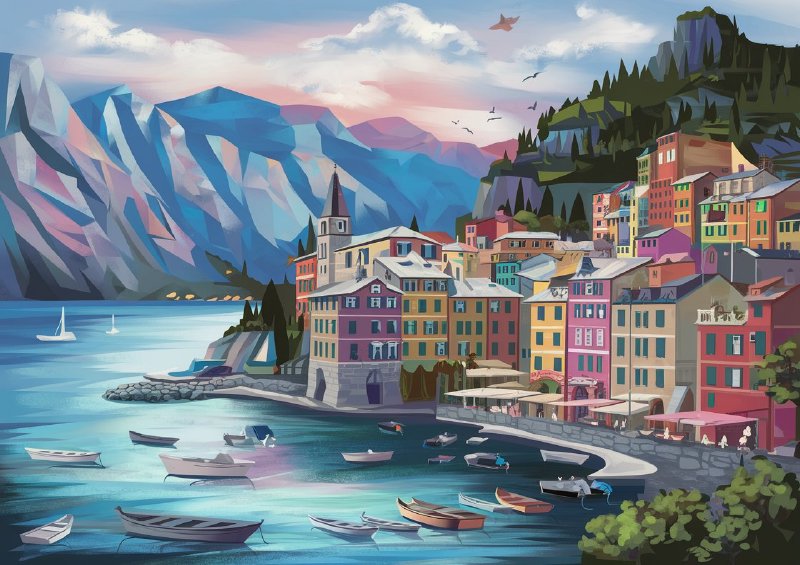 Picturesque coastal town by the sea | Poster