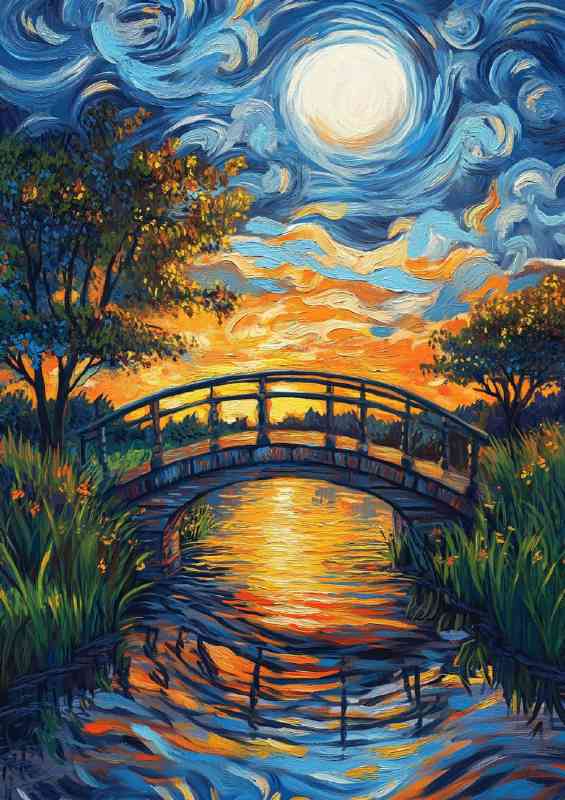 A small bridge over the river surrounded by daytime stream | Canvas