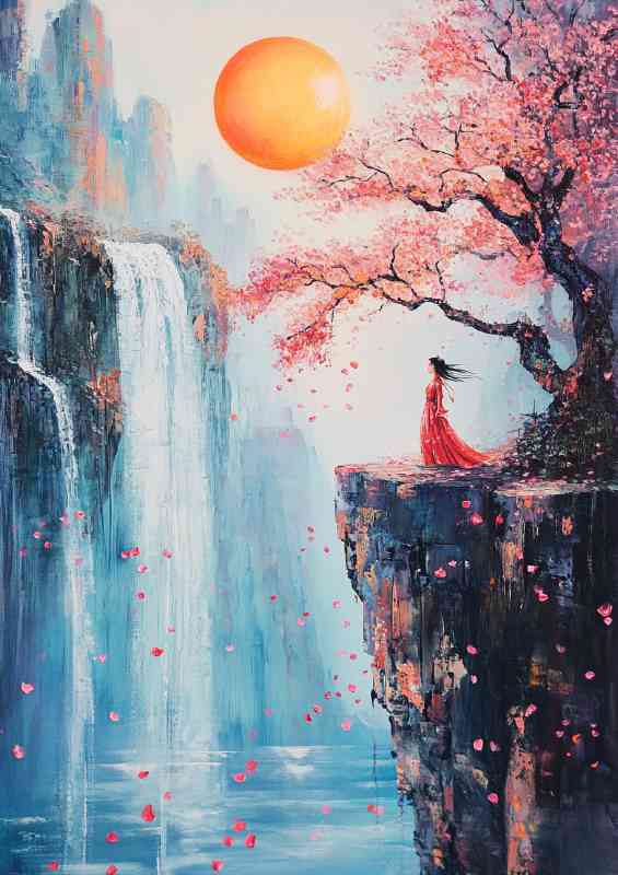 Oil painting in the style of a Chinese ancient girl | Metal Poster