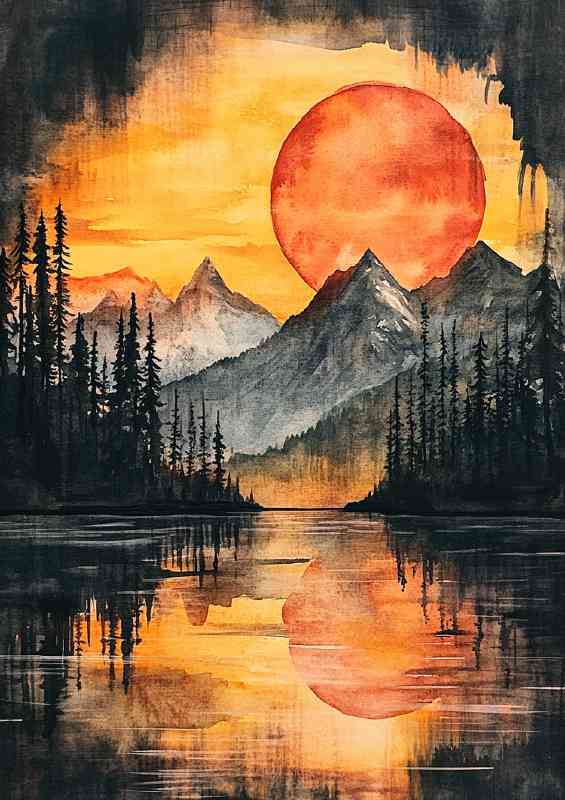 Watercolor painting of an epic mountain | Canvas