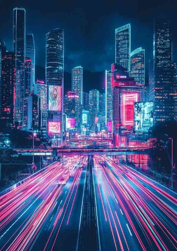 City at night illuminated by neon lights | Di-Bond