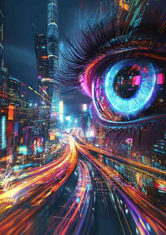 Digital art of an eye with the pupil on the highway | Canvas