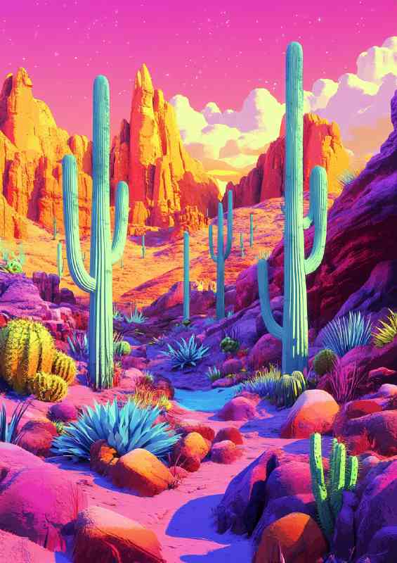 Fluid motifs of the desert cacti and surreal | Canvas