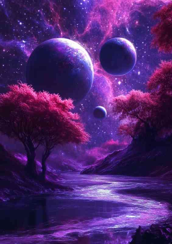 Landscape with vibrant colors featuring purple tones | Canvas