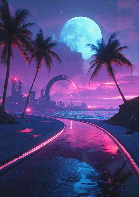 The road leading to the neon future | Poster