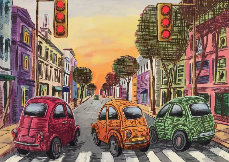 Vibrant urban street scene | Di-Bond