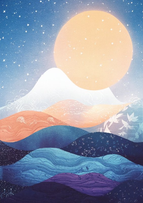 Ethereal landscape with a moon and vast stars | Canvas