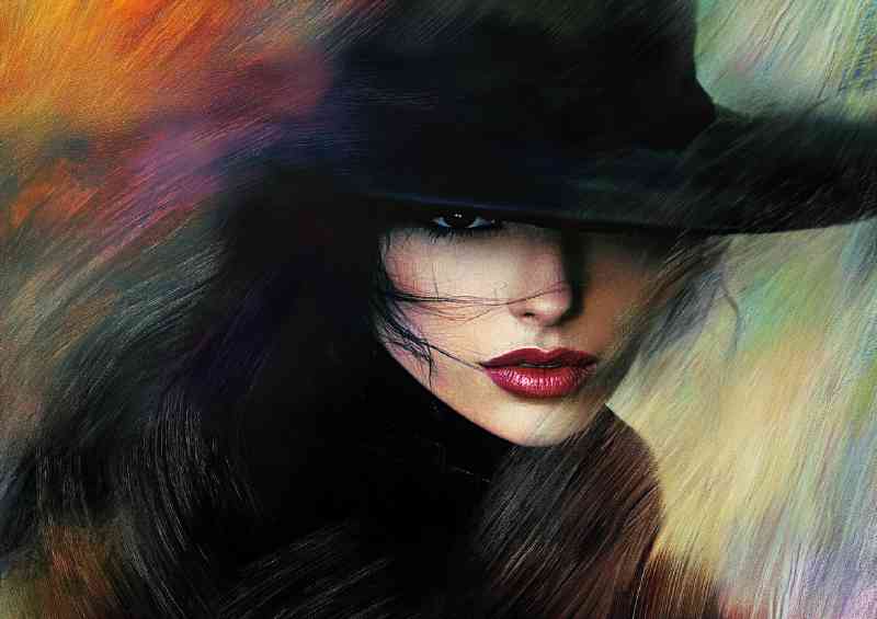 Beautiful woman in the style of an oil painting swirls | Metal Poster