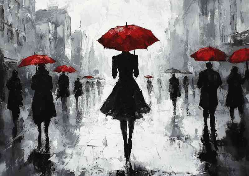 Black and white oil painting of an elegant woman red | Metal Poster