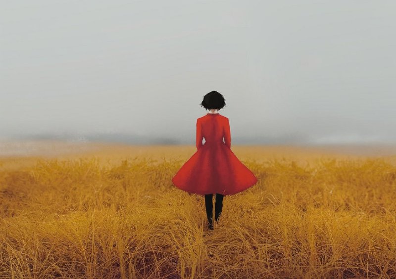 Vast field of golden yellow grass stretching out | Poster