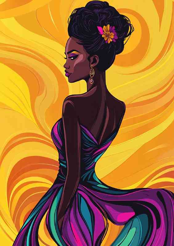 African woman in an elegant dress standing proud | Di-Bond