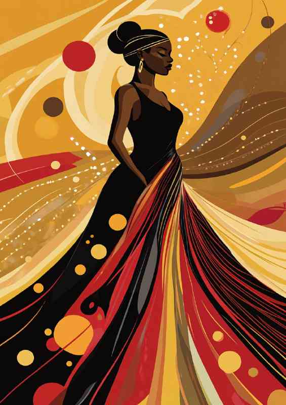 Colorful African American woman in a long flowing dress | Di-Bond