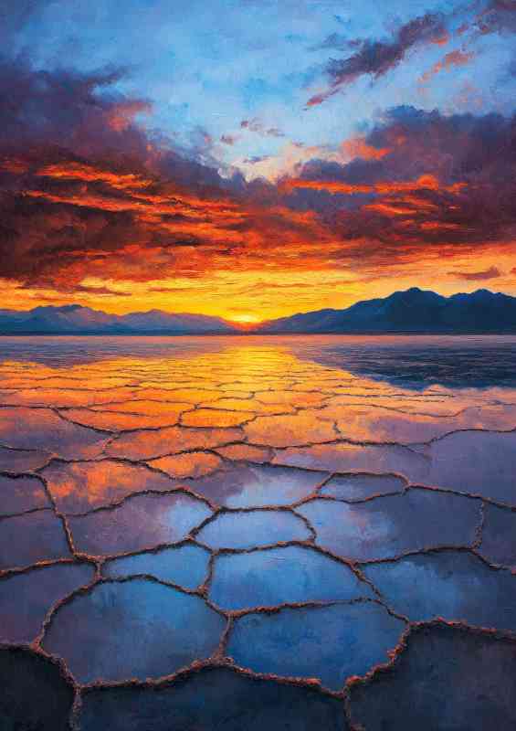 Painting of the vast salt flats at sunset | Poster