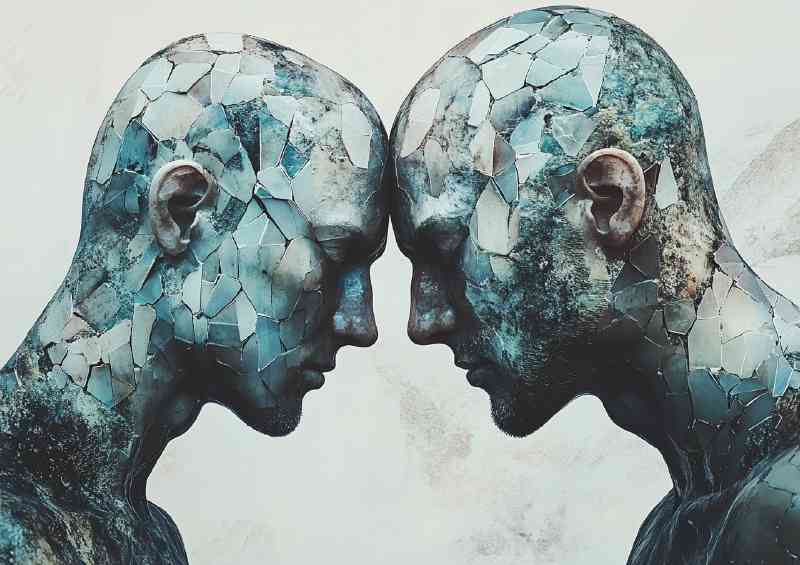 Two men with their heads touching digital art style | Metal Poster