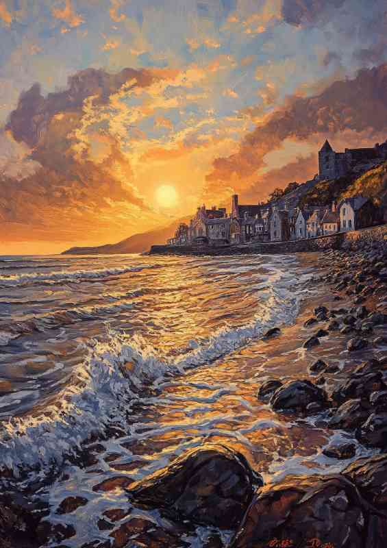 A beautiful oil painting of the sunset over Barmouth c9e3b486-94f6-4134-98de-7455eefdce29 | Metal Poster