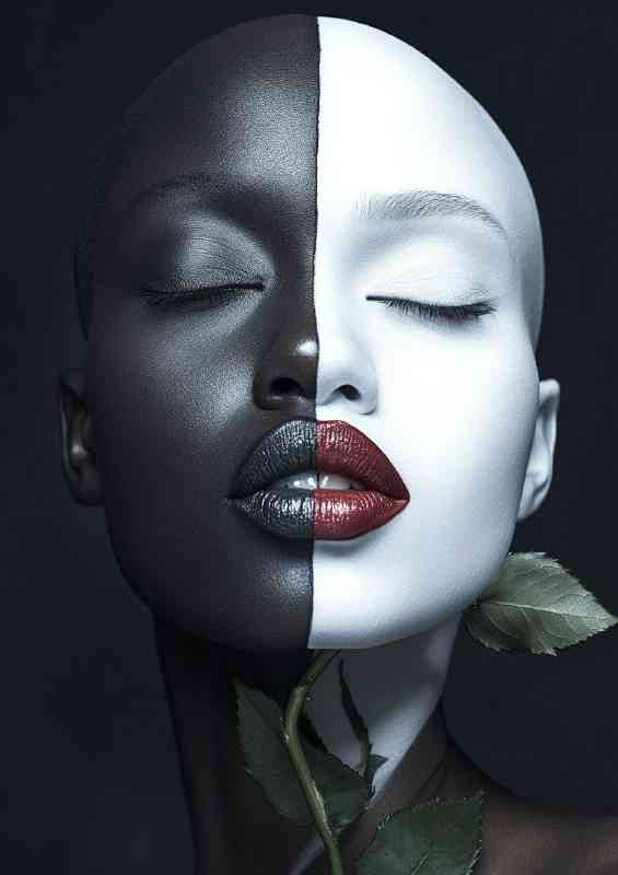 Beautiful African woman with a bald head her face | Metal Poster