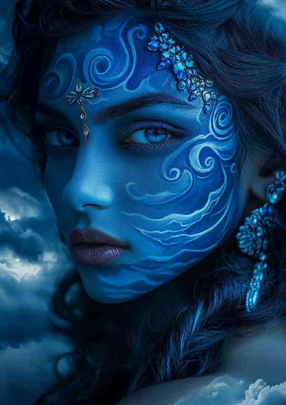 Beautiful Indian woman with blue skin | Metal Poster
