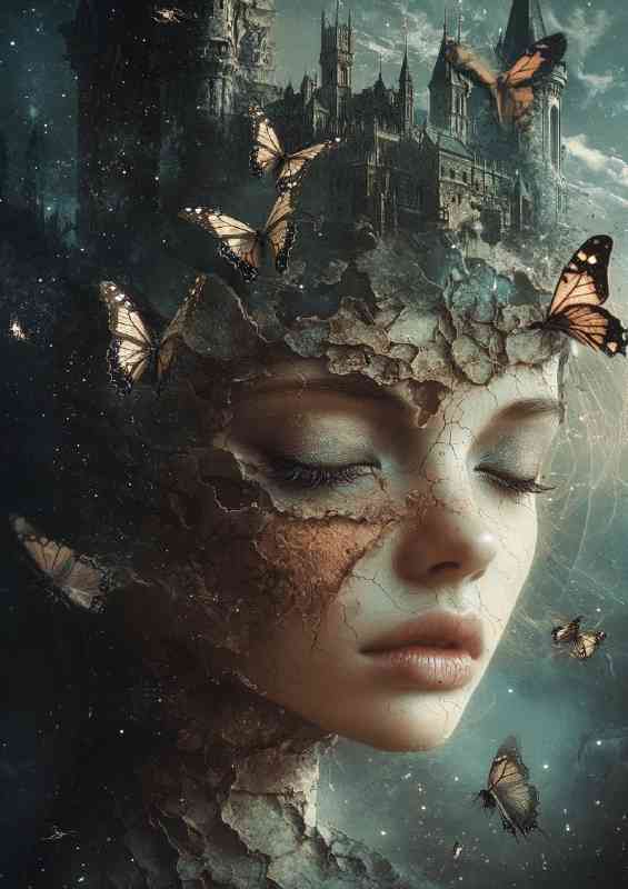 Beautiful girl with cracked skin and ethereal detail | Canvas