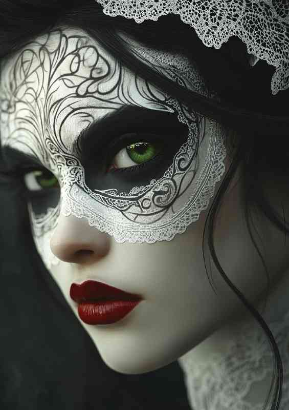 Beautiful woman with green eyes red lips | Metal Poster