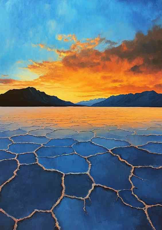 The vast salt flats at sunset | Metal Poster