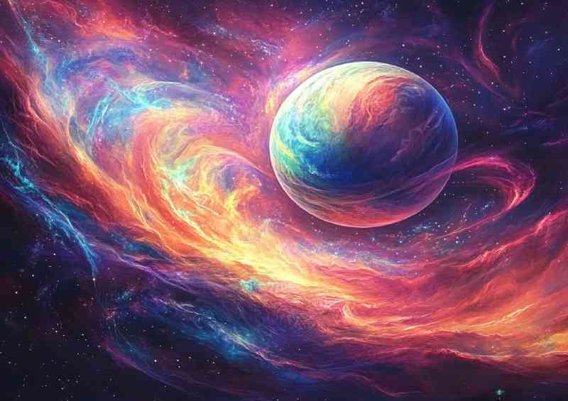 Vibrant colorful space scene with a planet nebula | Canvas