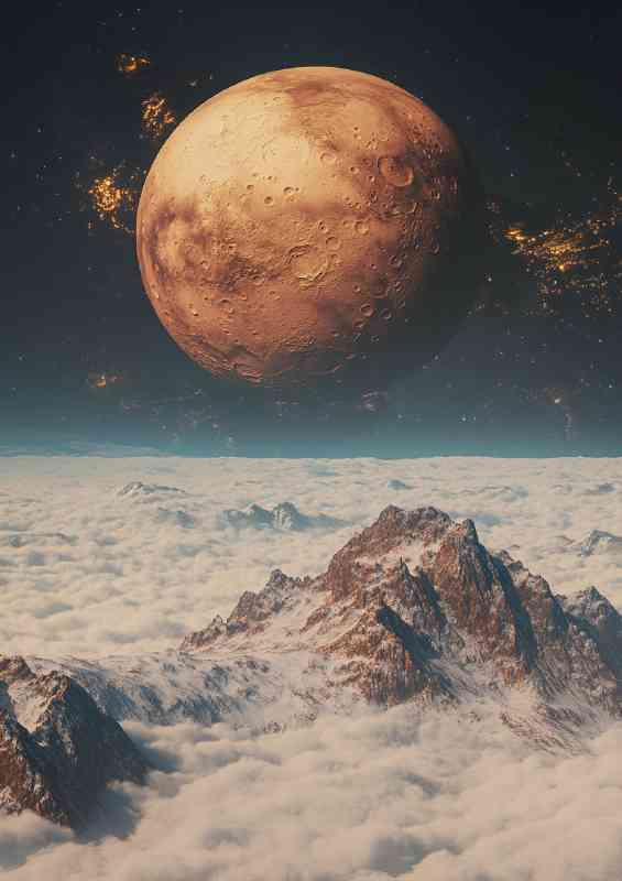 A giant planet rising above the clouds | Canvas