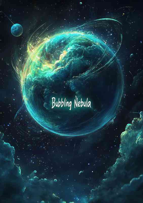 Swirling blue and green nebulae text space series | Di-Bond