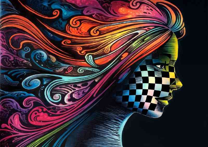 Vibrant and intricate artwork lady face | Poster
