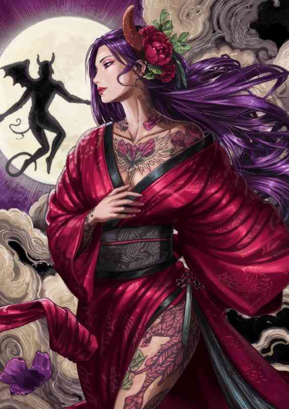 Woman with long flowing purple hair | Di-Bond