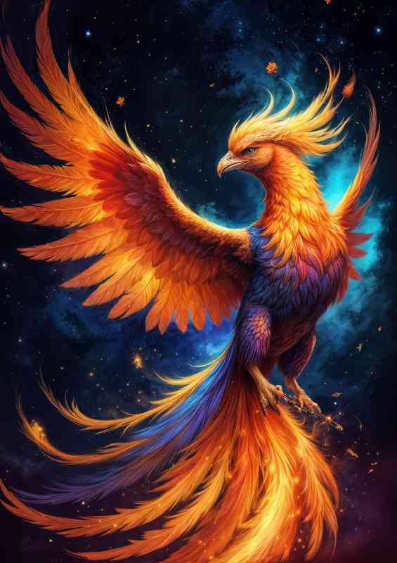 Fiery phoenix with vibrant colours night skies | Di-Bond
