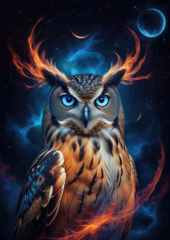 Night owl with celestrail skies | Metal Poster
