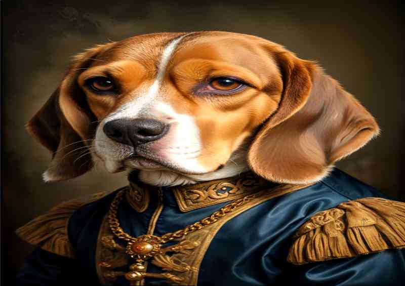 Magestic beagle dog in surreal vintage attire | Poster