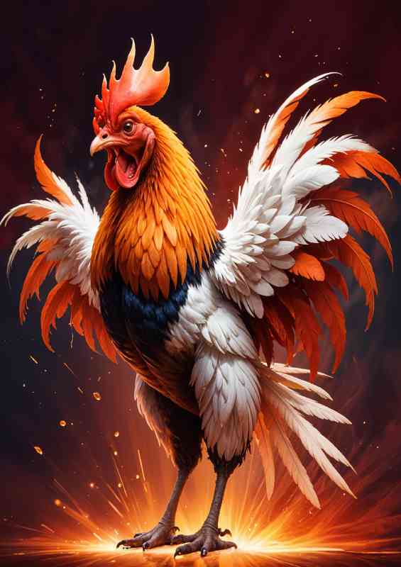 Colourful bright rooster proud | Metal Poster