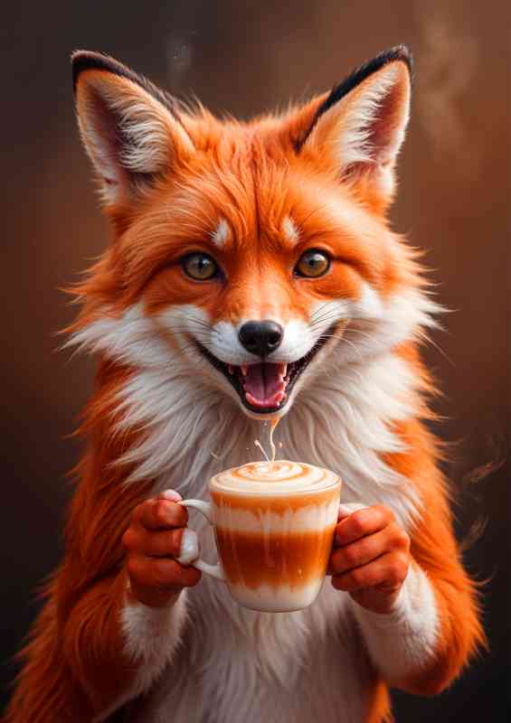 Smiling red fox with vibrant orange and white fur | Metal Poster