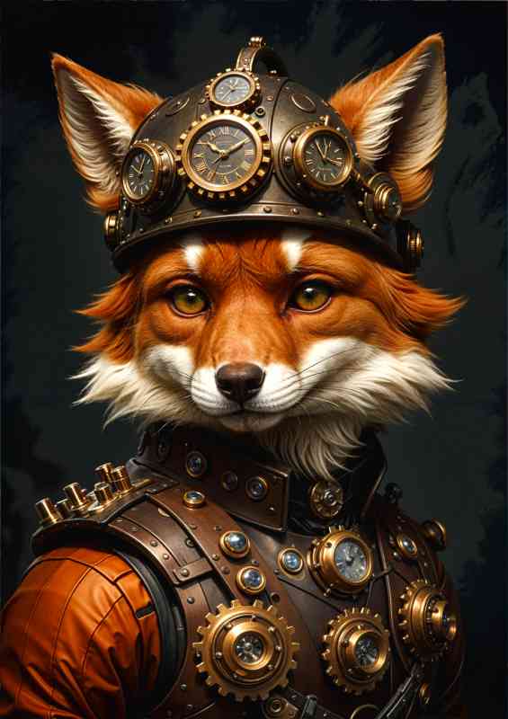 Steampunk Fantastic mr fox in vintage attire | Metal Poster