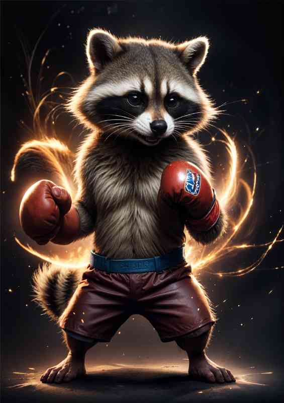 The boxing raccoon | Metal Poster