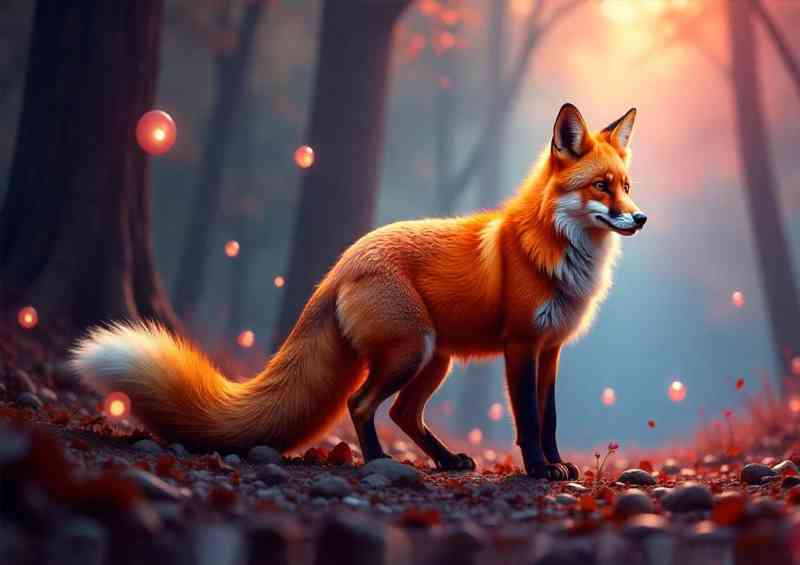 The red fox in the woodlands | Metal Poster