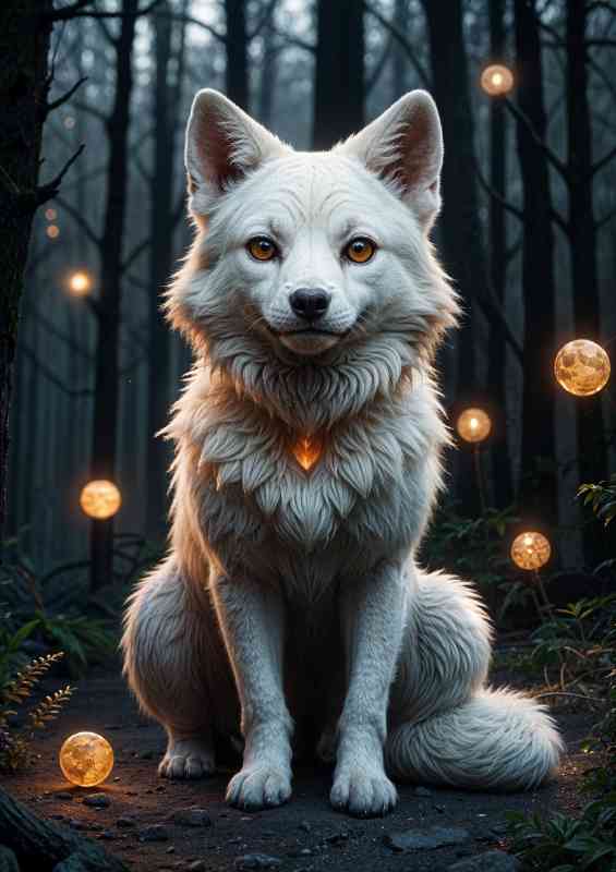 Little white fox in the woodlands | Metal Poster