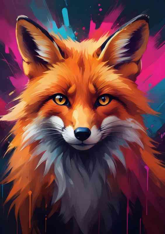 Vibrant colorful fox with piercing eyes | Di-Bond