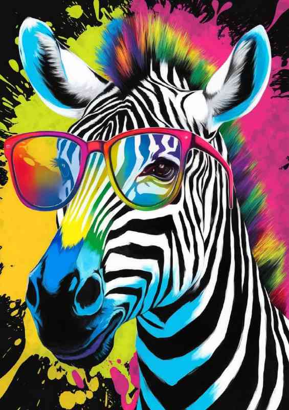 Vibrantly colored zebra with a striking appearance | Canvas