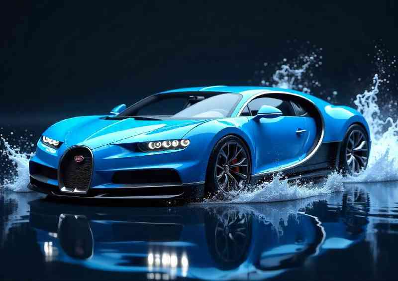 Bugatti light blue with spalshed water | Poster