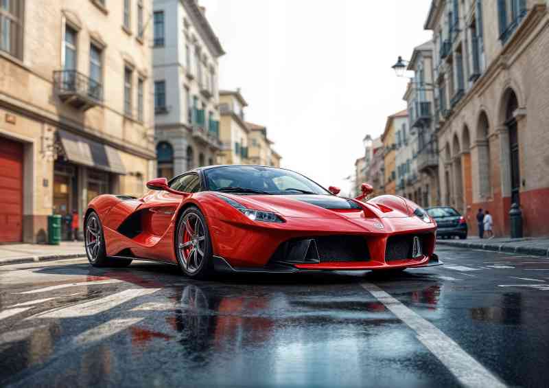 Red ferrari laferrari style with doors | Metal Poster
