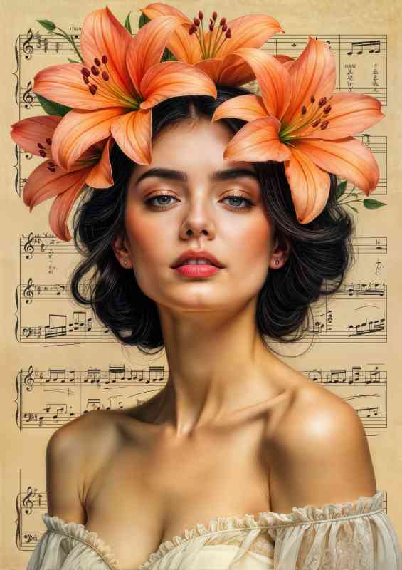 Lady and the musical notes | Metal Poster