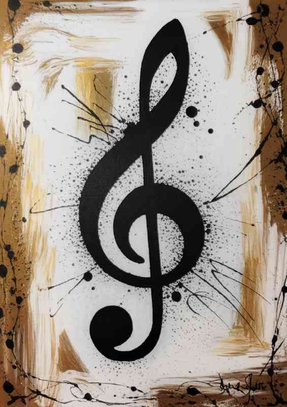 Rpresentation of a treble clef a music note | Metal Poster