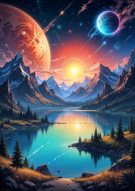 Fantasy large glowing planet in the sky | Metal Poster