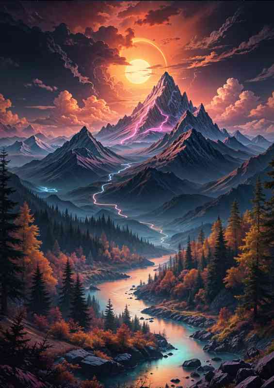 Rocky mountains and flowing river | Canvas