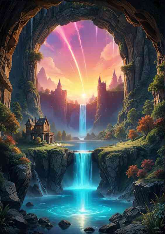 Wonderful waterfall in fantasy landscape | Di-Bond